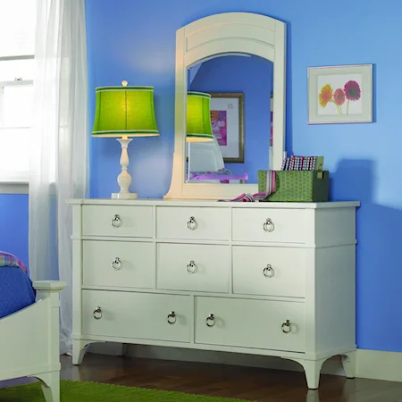 Elegant Dresser & Curved Crown Mirror Combo